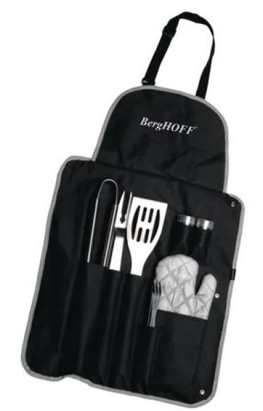 BergHOFF Grillbesteck-Set mit Schürze 9-teilig, Schwarz